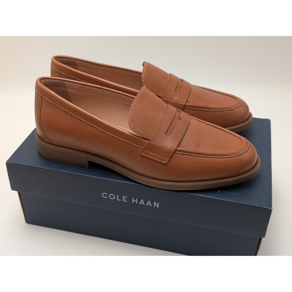 Cole Haan Women's Tan Leather Penny Loafers